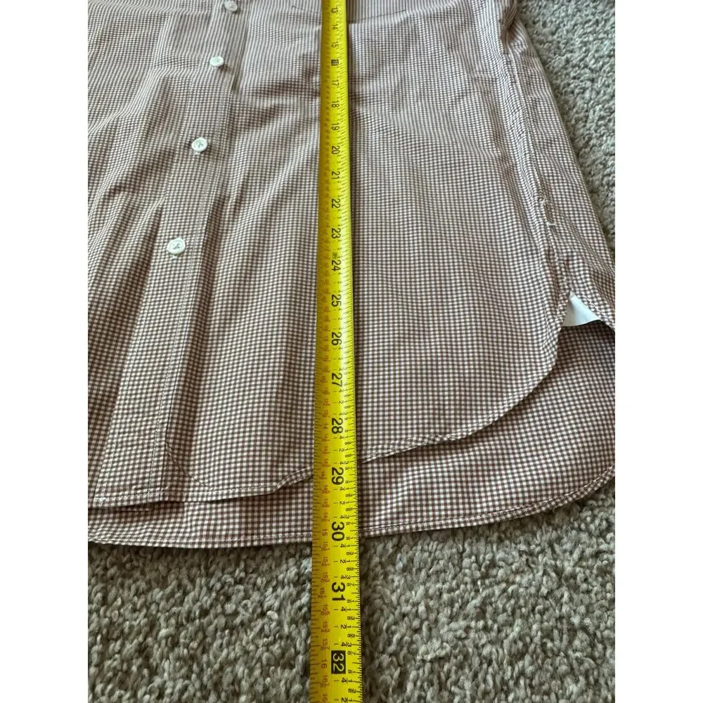 J. Crew Men's Red White Checked Button Down Cotton Shirt Size Medium 15-15.5